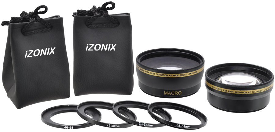 Digital Multi Coated Pro Series 0.43X HD Wide Angle AF Lens & 2.2X HD Telephoto AF Lens Kit - 58MM