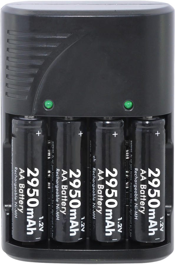 4 AA Ultra High Capacity Batteries With Travel Quick Charger FOR/AA, AAA & 9V Batteries 2950mAh